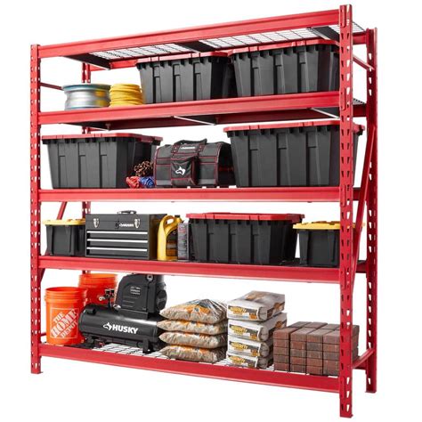 Husky metal shelves - Kobalt Bolted Steel Heavy Duty 4-Tier Utility Shelving Unit (77-in W x 24-in D x 72-in H), Black. The Kobalt 6-feet tall, 4-tier steel wire deck industrial rack was designed and engineered to provide heavy-duty storage options. Four adjustable wire grid shelves can support up to 1,500 lbs. per shelf with the weights evenly distributed.